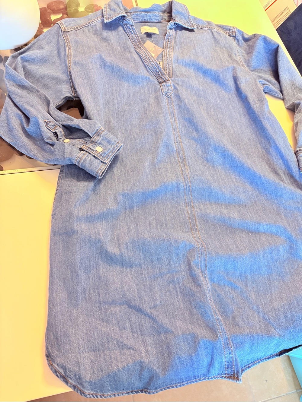 NWT- Light Wash Denim Shirt Dress